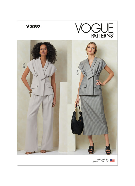 Vogue Schnittmuster V2097 Damen Top, Rock und Hose