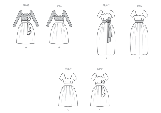 Vogue Schnittmuster V2101 Damen  Kleid mit Gürtel und Schärpe