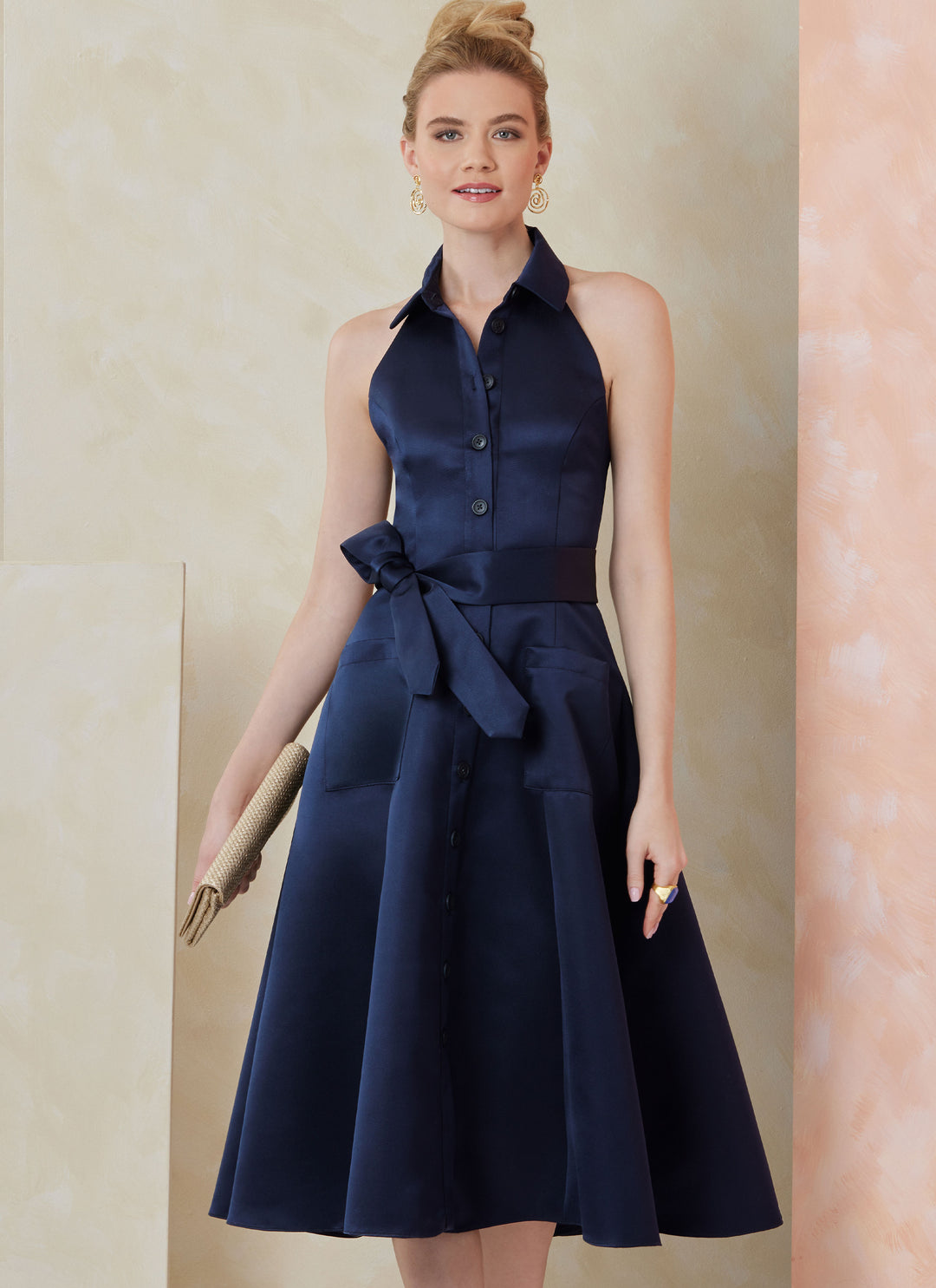 Vogue Schnittmuster  V2103 Kleid für Damen in zwei Längen und Bindegürtel