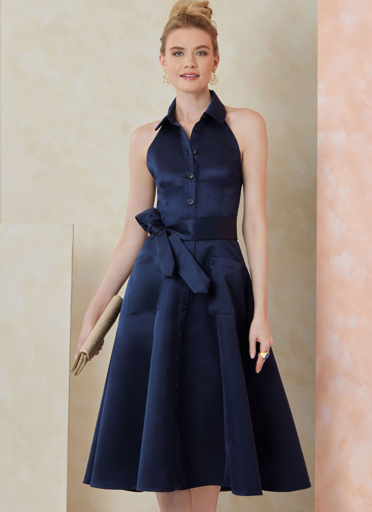 Vogue Schnittmuster  V2103 Kleid für Damen in zwei Längen und Bindegürtel
