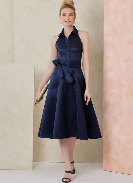 Vogue Schnittmuster  V2103 Kleid für Damen in zwei Längen und Bindegürtel