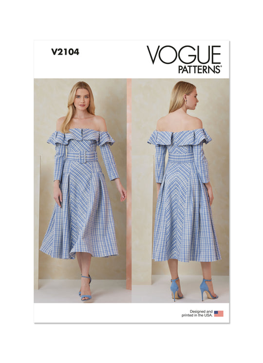 Vogue Schnittmuster  V2104 Kleid und Gürtel für Damen
