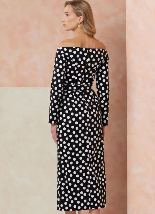 Vogue Schnittmuster  V2105 Kleid für Damen mit zierlichen Linien und Gürtel