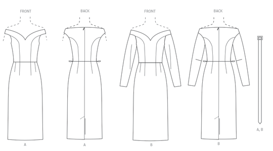 Vogue Schnittmuster  V2105 Kleid für Damen mit zierlichen Linien und Gürtel