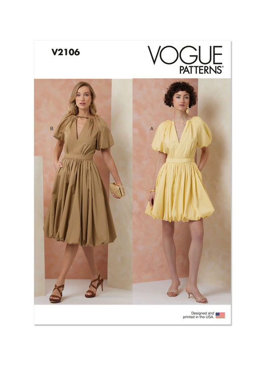 Vogue Schnittmuster  V2106 Kleid für Damen in zwei Längen