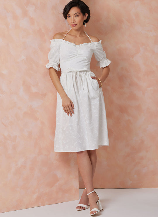 Vogue Schnittmuster  V2107 Kleid für Damen in zwei Längen mit Bindegürtel