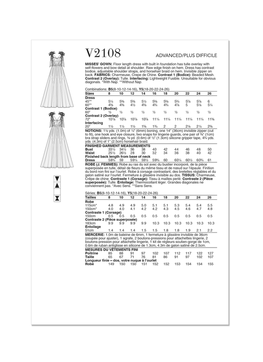 Vogue Schnittmuster  V2108 Damen Kleid von Badgley Mischka