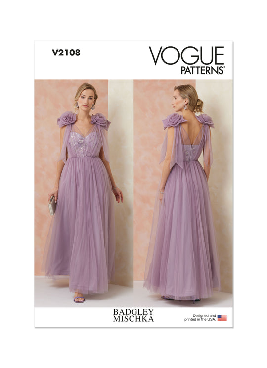 Vogue Schnittmuster  V2108 Damen Kleid von Badgley Mischka
