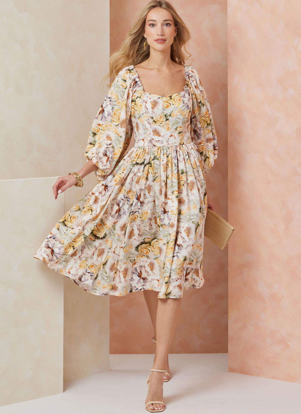Vogue Schnittmuster V2109 – Damen Kleid mit Herzausschnitt & Puffärmeln
