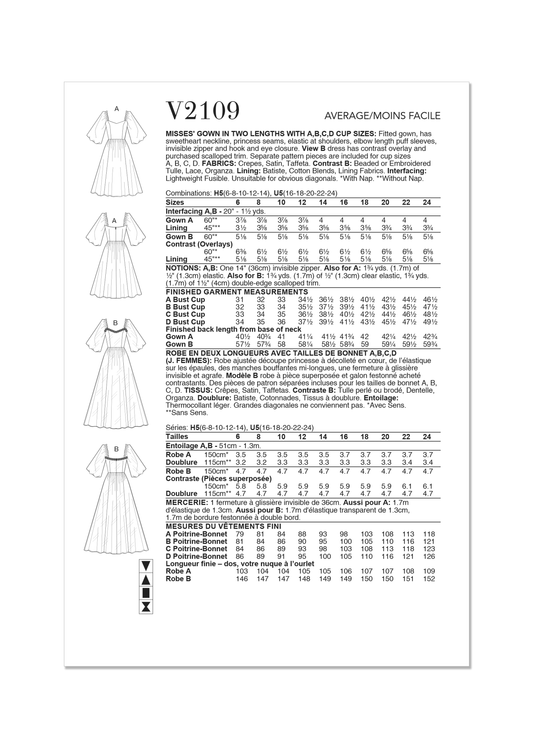 Vogue Schnittmuster  V2109 Damen Kleid in zwei Längen