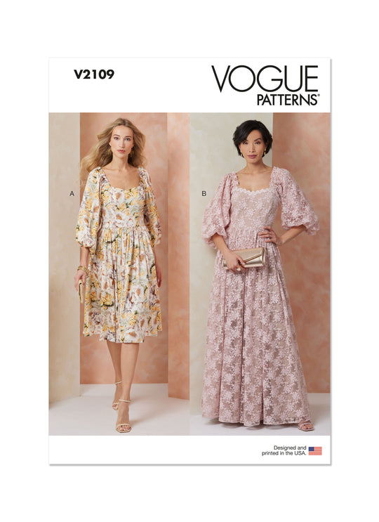 Vogue Schnittmuster  V2109 Damen Kleid in zwei Längen