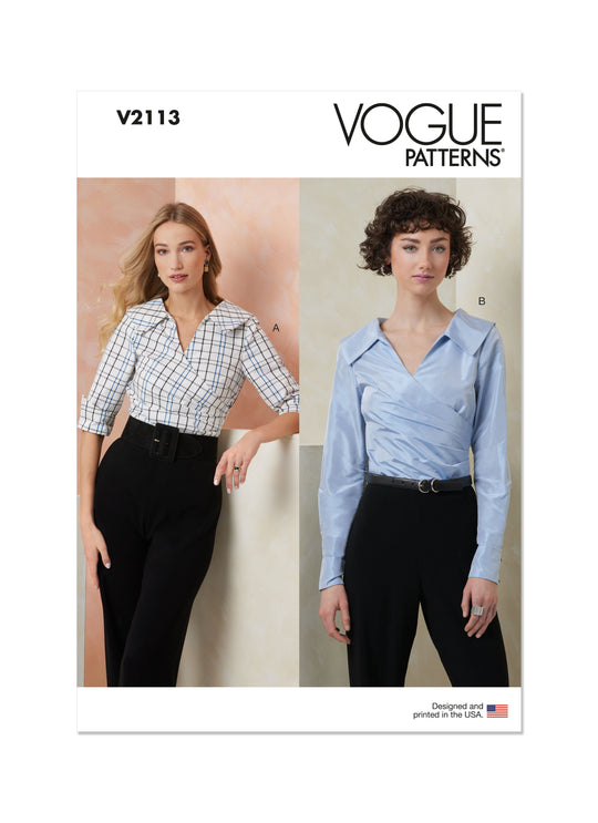 Vogue Schnittmuster  V2113 Oberteil für Damen mit Ärmelvariationen