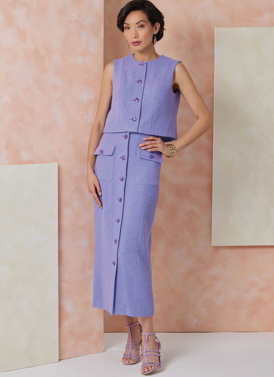 Vogue Schnittmuster  V2118 Oberteil und Rock für Damen