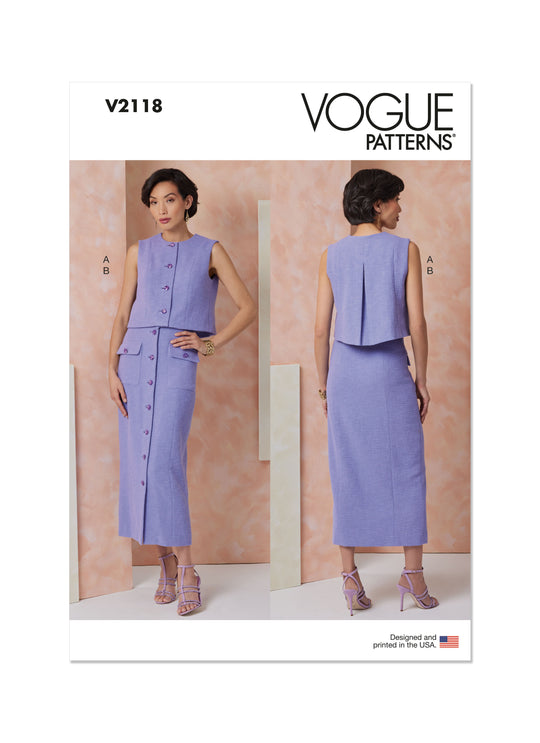 Vogue Schnittmuster  V2118 Oberteil und Rock für Damen