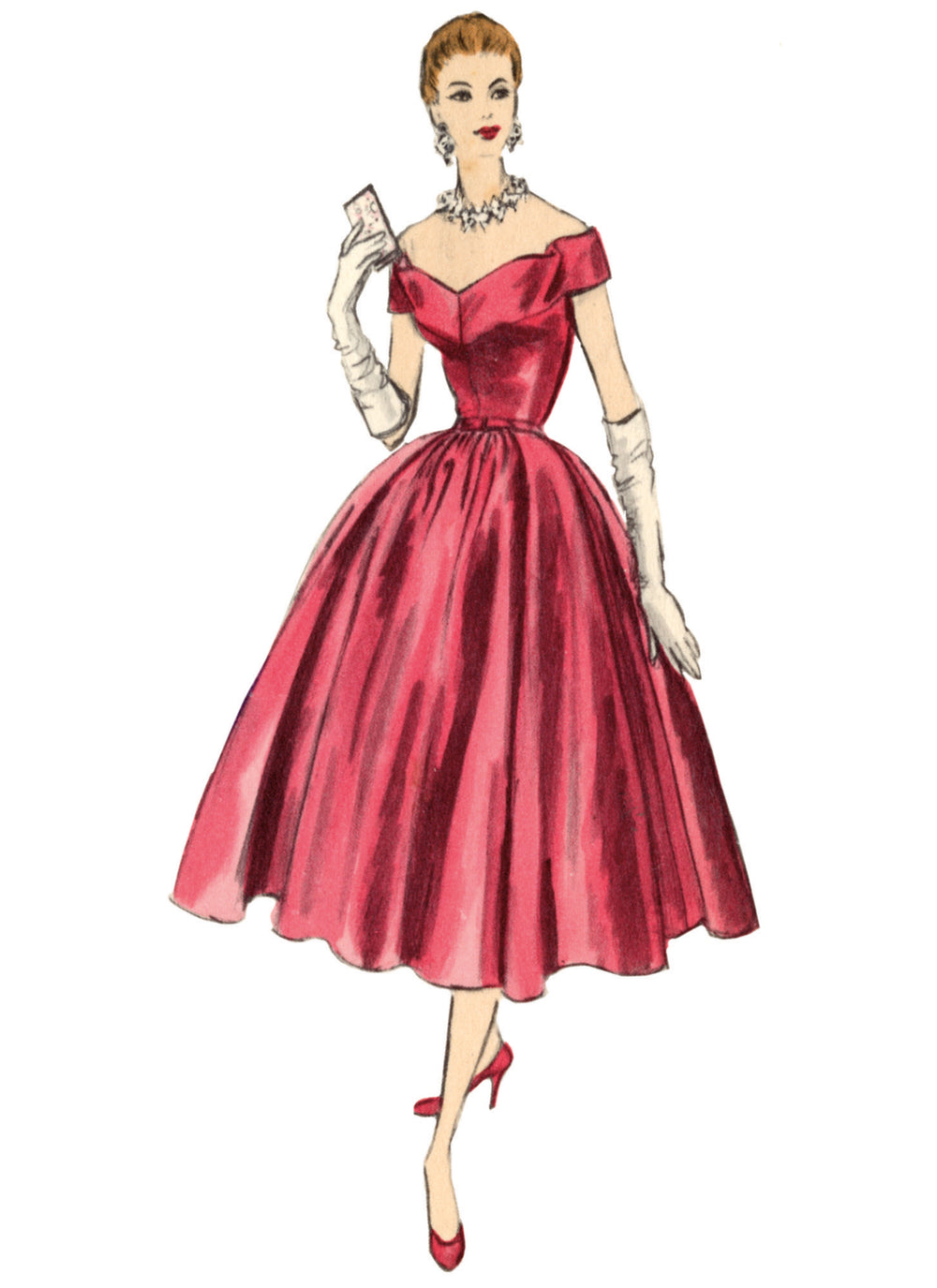 1950 fashion evening dresses PDF - 50s Pattern, Evening Dress, Bridal, Ball Gown & Stole