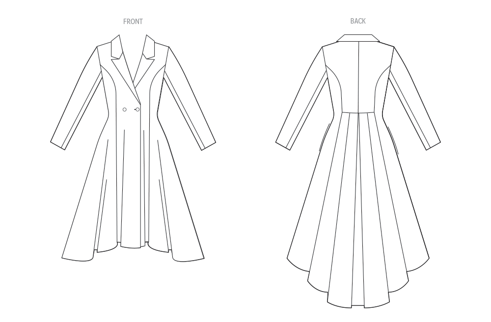 Vogue Schnittmuster V2125 Kleid für Damen mit doppelter Knopfleiste