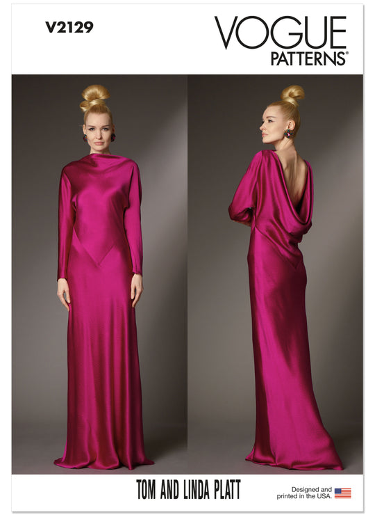 Vogue Schnittmuster V2129 Schräg geschnittenes langes Kleid für Damen von Tom und Linda Platt