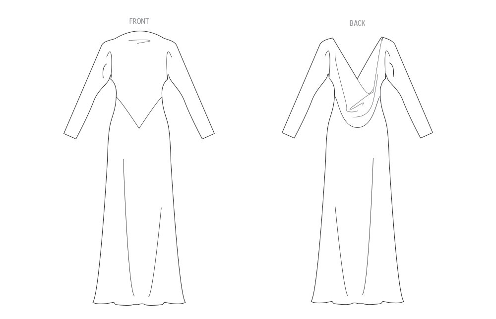 Vogue Schnittmuster V2129 Schräg geschnittenes langes Kleid für Damen von Tom und Linda Platt