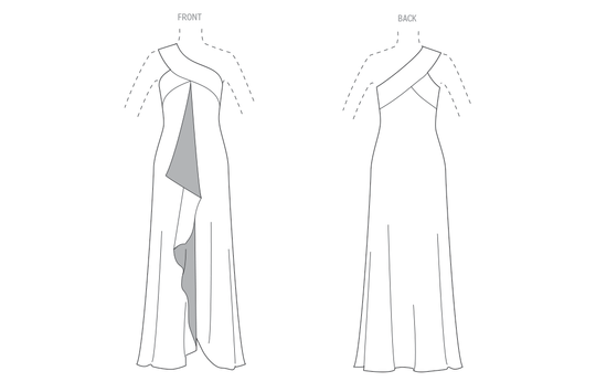 Vogue Schnittmuster V2130 Damenkleid mit Schrägschnitt und einem Träger von Tom und Linda Platt