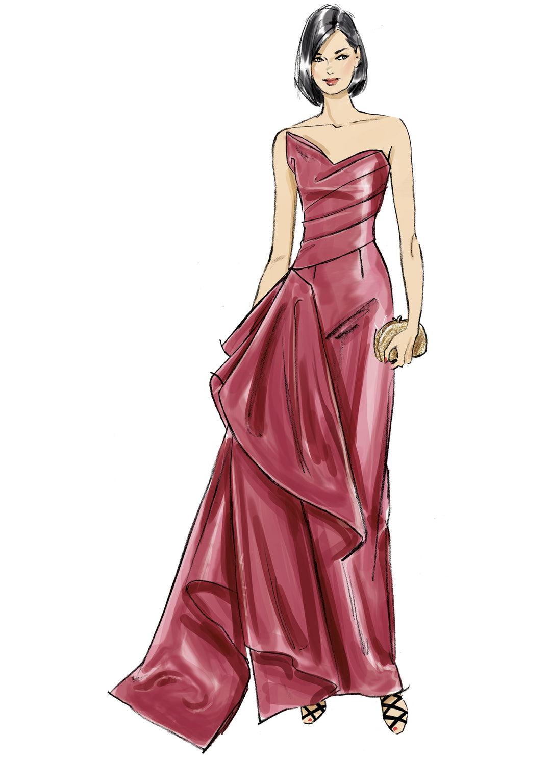 Vogue Schnittmuster V2131 Trägerloses Abendkleid für Damen