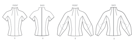 Vogue Schnittmuster V2134 Oberteil mit verschiedenen Ärmelvarianten für Damen und zierliche Damen