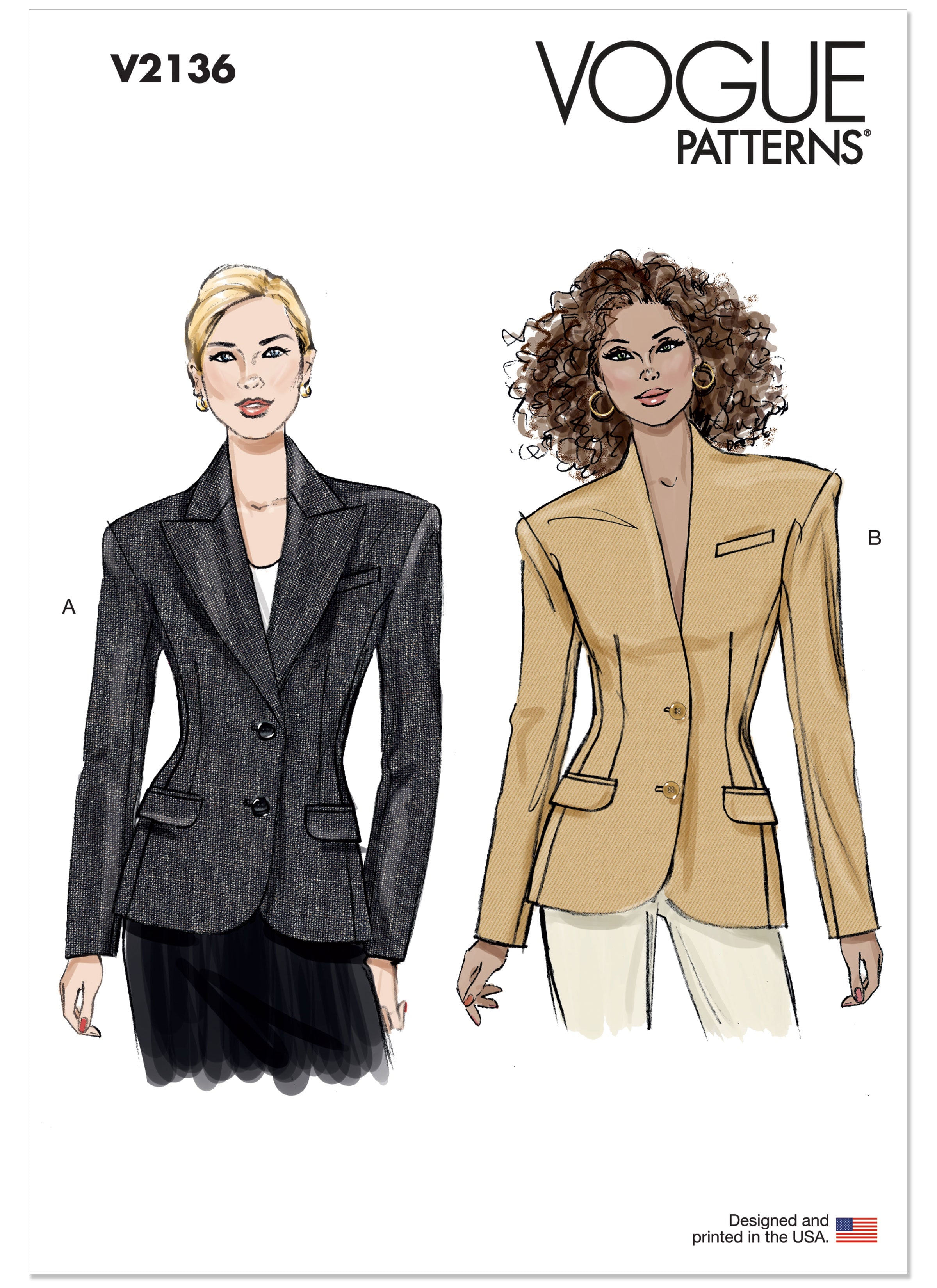 Vogue V2136 Misses' Jacket with or without Collar – Schnittmuster