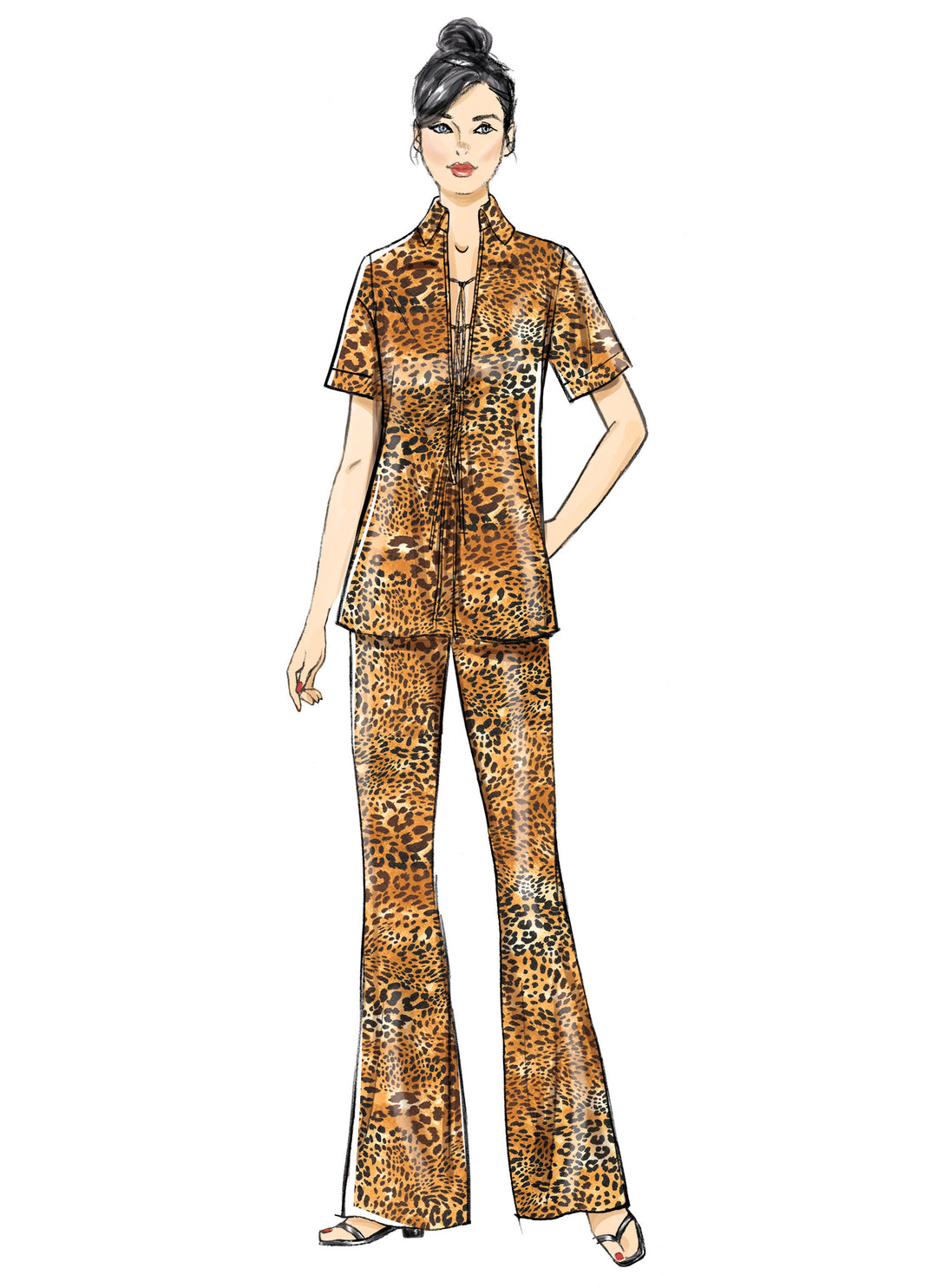 Vogue Schnittmuster V2140 Damen-Tunika mit verschiedenen Ärmelvarianten und Hose