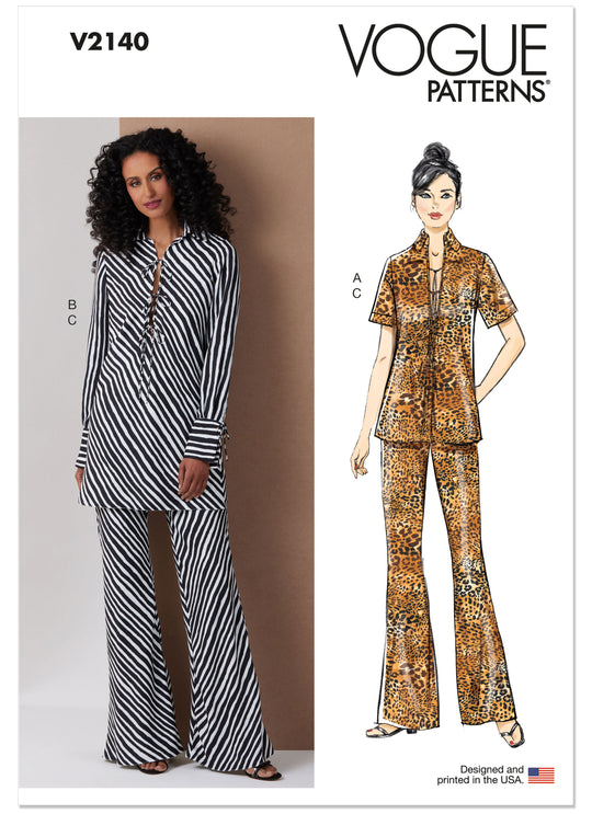 Vogue Schnittmuster V2140 Damen-Tunika mit verschiedenen Ärmelvarianten und Hose