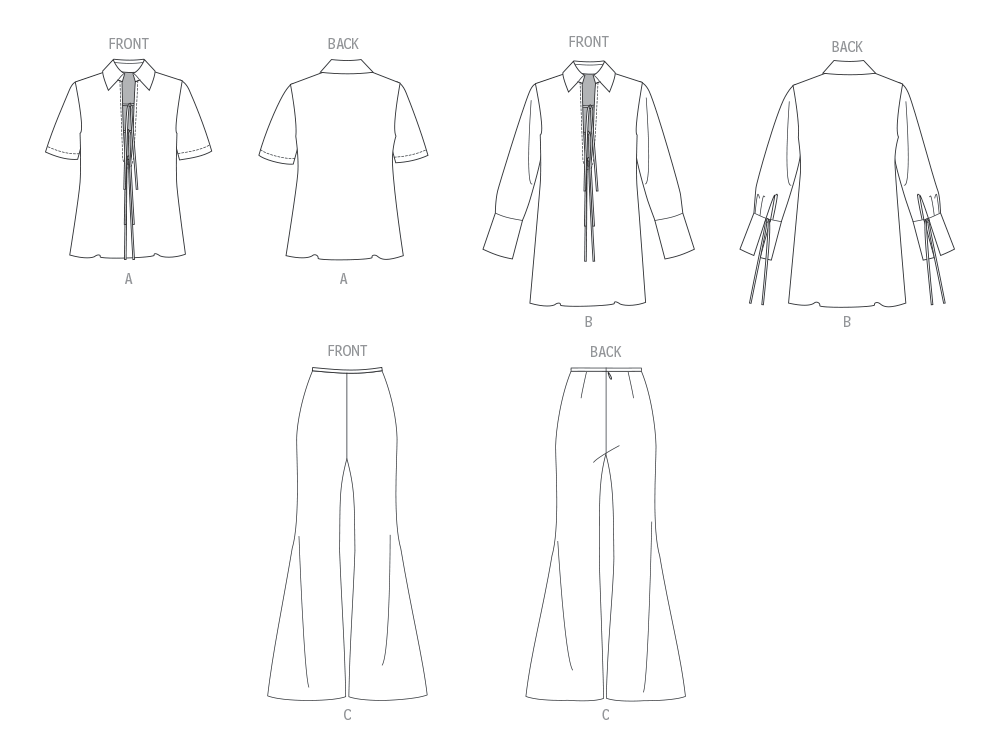 Vogue Schnittmuster V2140 Damen-Tunika mit verschiedenen Ärmelvarianten und Hose