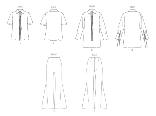 Vogue Schnittmuster V2140 Damen-Tunika mit verschiedenen Ärmelvarianten und Hose