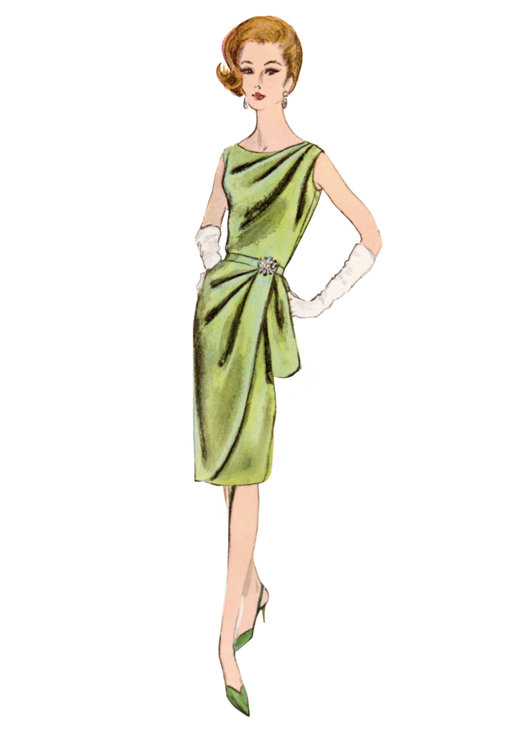 Vogue Schnittmuster V2144 Vintage-Drapierkleider und Gürtel für Damen