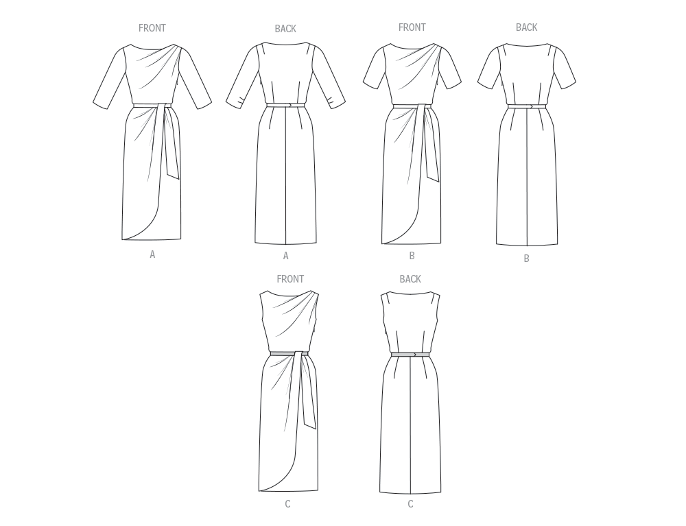 Vogue Schnittmuster V2144 Vintage-Drapierkleider und Gürtel für Damen