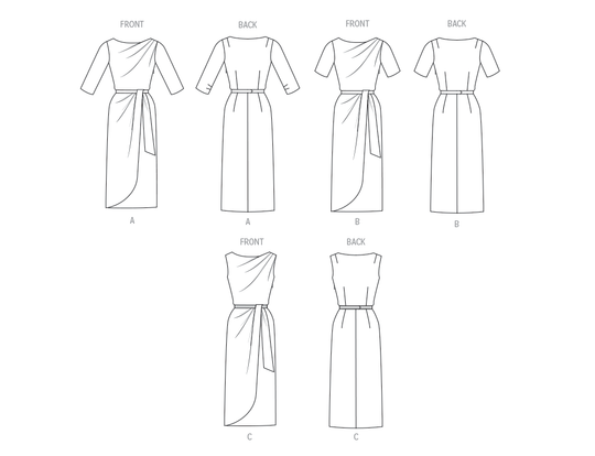 Vogue Schnittmuster V2144 Vintage-Drapierkleider und Gürtel für Damen