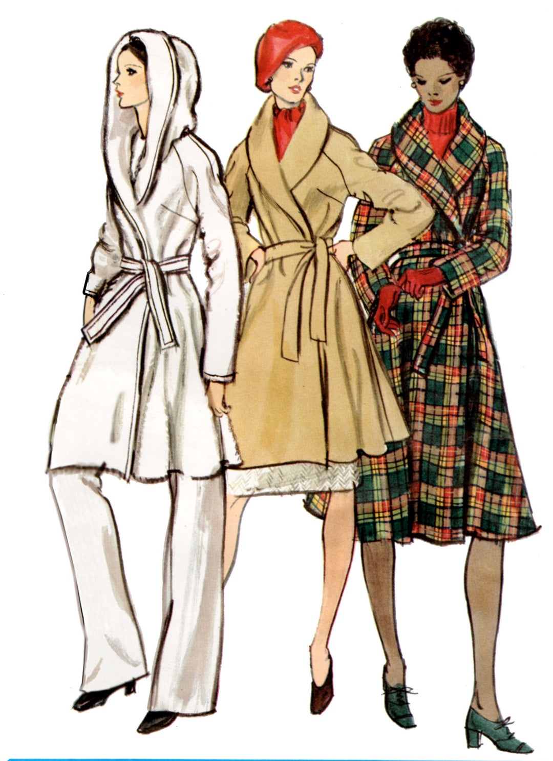 Vogue Schnittmuster V2145 Vintage-gefütterter Wickelmantel und Gürtel für Damen