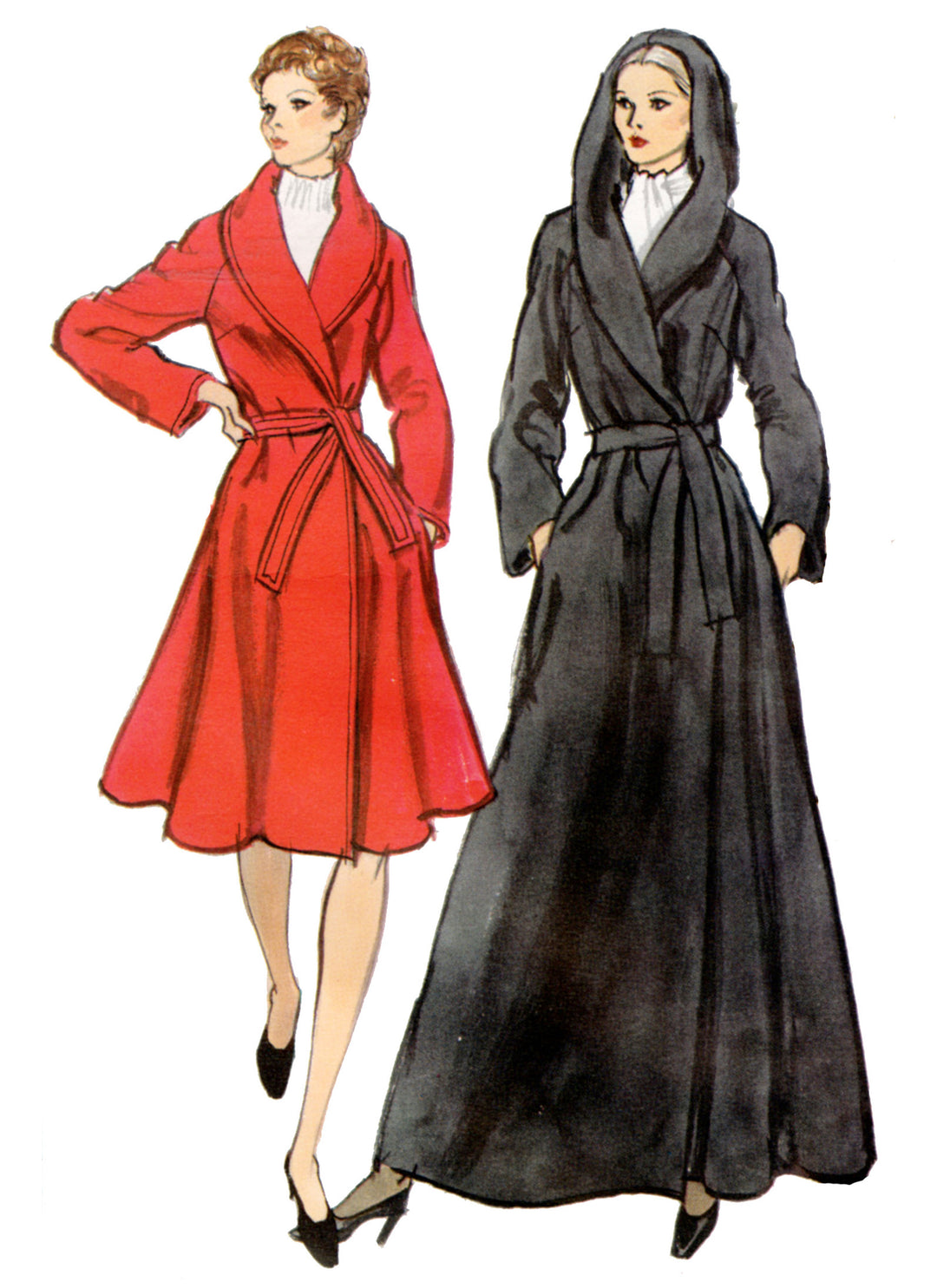 Vogue Schnittmuster V2145 Vintage-gefütterter Wickelmantel und Gürtel für Damen