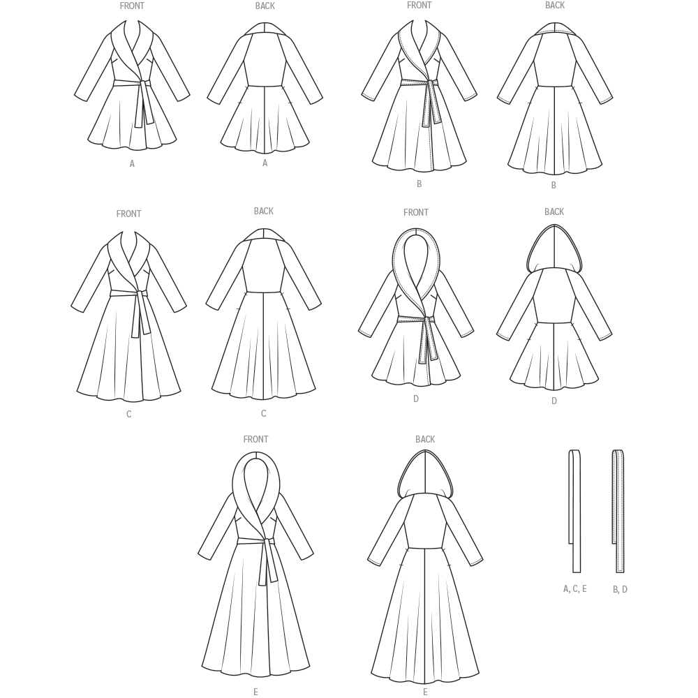 Vogue Schnittmuster V2145 Vintage-gefütterter Wickelmantel und Gürtel für Damen