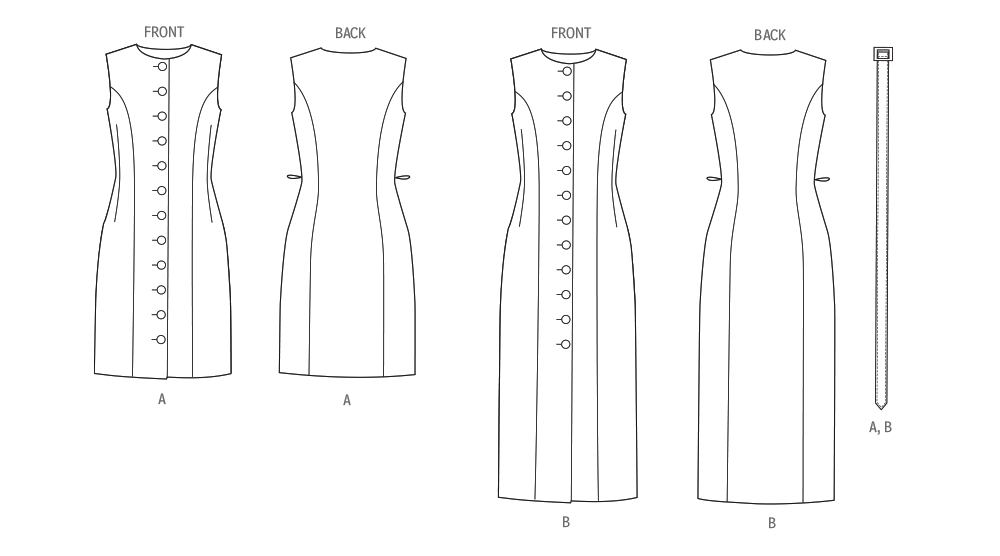 Vogue Schnittmuster V2150 – Damen Etuikleid mit Gürtel