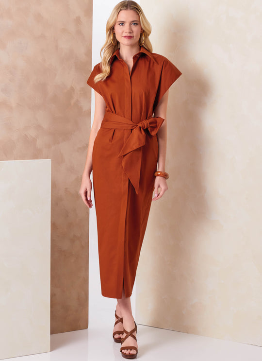 Vogue Schnittmuster V2151 – Damen Hemdkleid in zwei Längen mit Schärpe