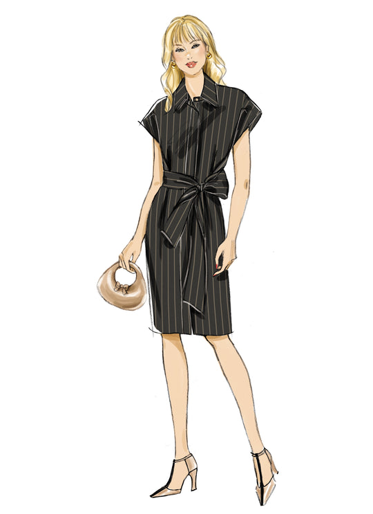 Vogue Schnittmuster V2151 – Damen Hemdkleid in zwei Längen mit Schärpe