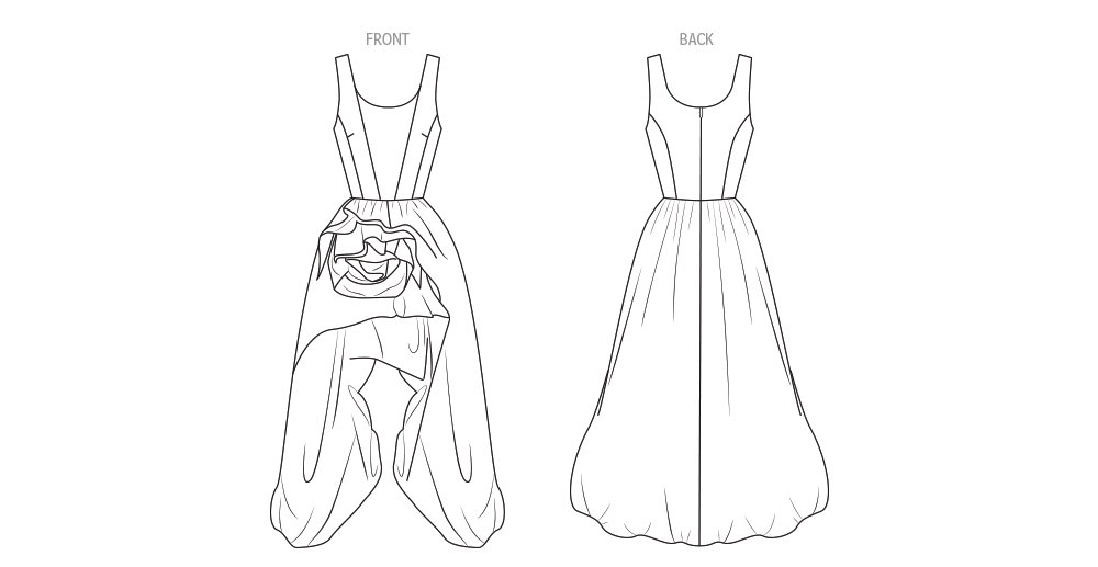 Vogue Schnittmuster V2155 Abendkleid für Damen mit asymmetrischem Saum