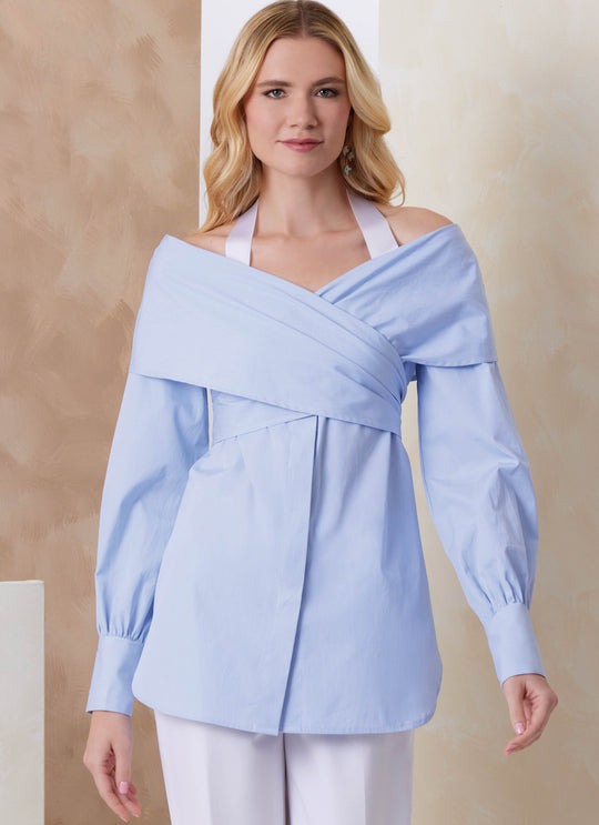 Vogue Schnittmuster V2158 – Damen drapiertes Oberteil mit Ärmelvarianten