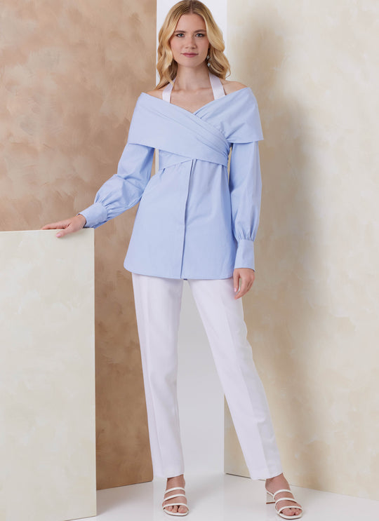 Vogue Schnittmuster V2158 – Damen drapiertes Oberteil mit Ärmelvarianten