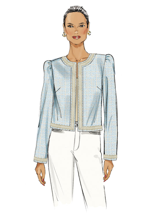 Vogue Schnittmuster V2160 – Damen Jacke mit Ausschnitt- & Taschenvarianten