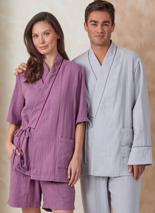 Vogue Schnittmuster V2168 Unisex-Morgenmantel, Pyjamahose und Shorts