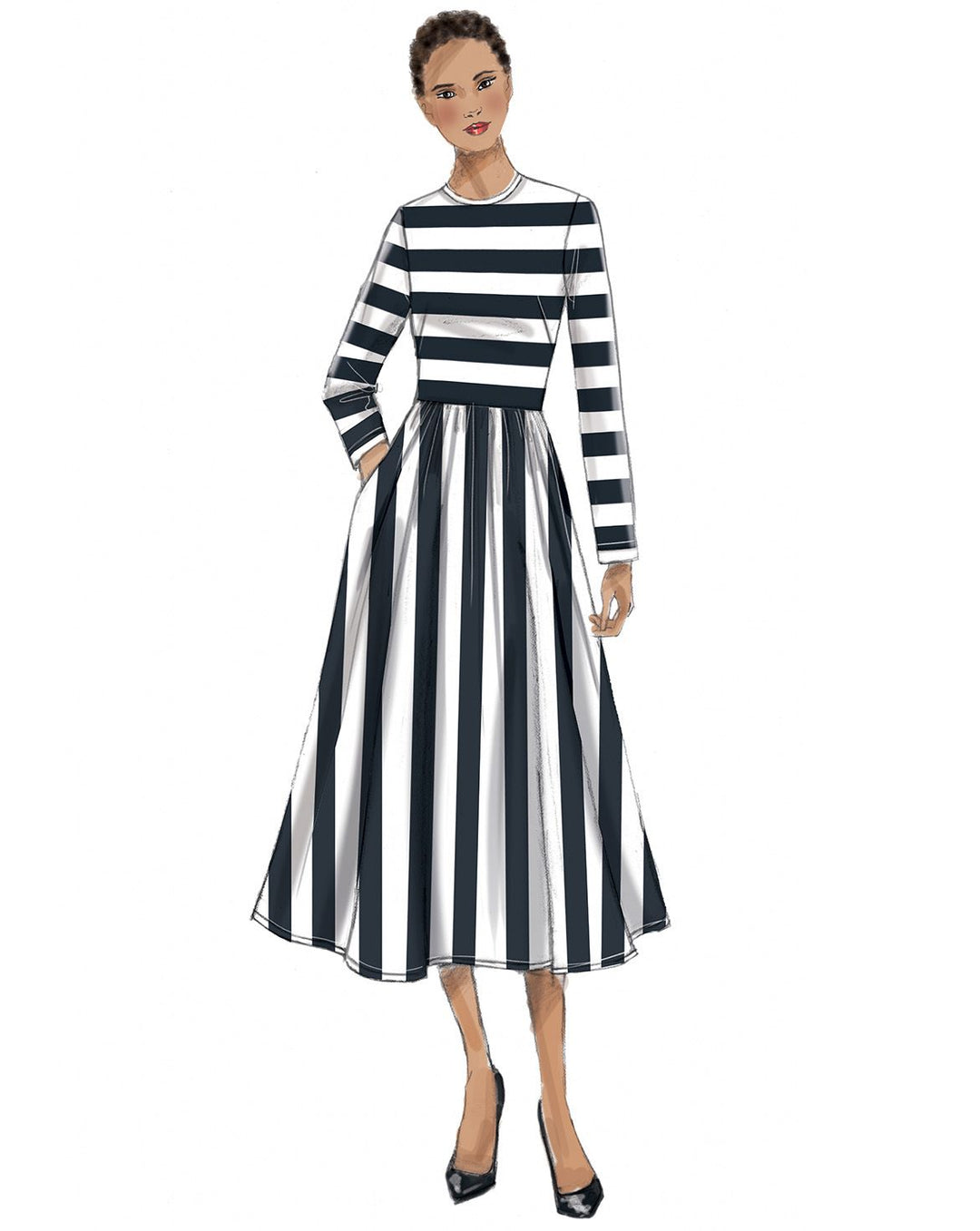 Vogue Schnittmuster V9197 – Damen Kleid mit Rock- & Ärmelvarianten