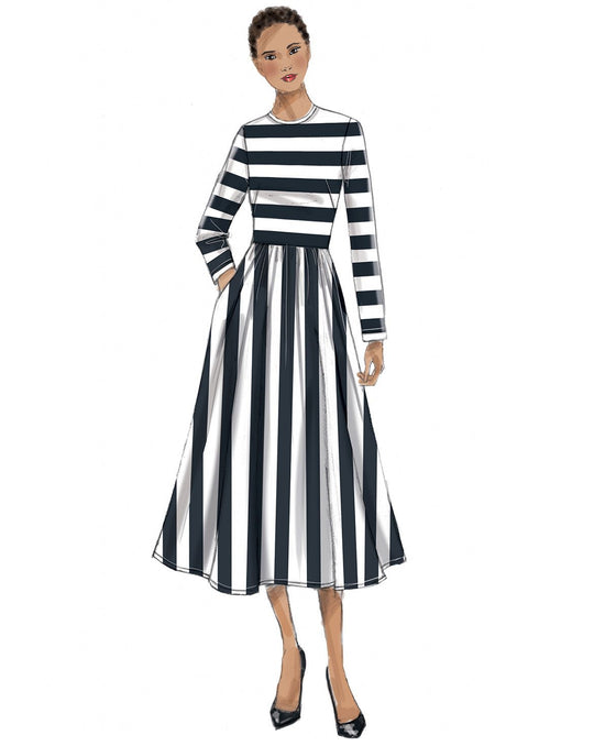 Vogue Schnittmuster V9197 – Damen Kleid mit Rock- & Ärmelvarianten