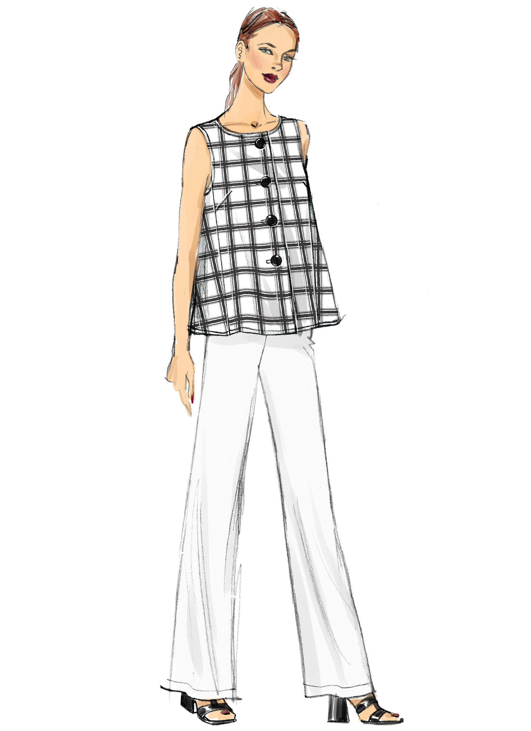Vogue Schnittmuster V9258 Damen Ärmelloses Top und Hose