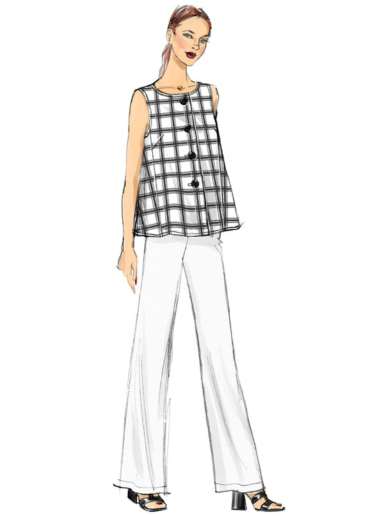 Vogue Schnittmuster V9258 Damen Ärmelloses Top und Hose