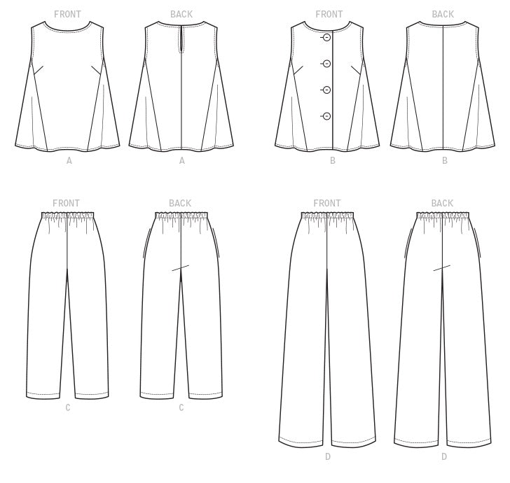 Vogue Schnittmuster V9258 Damen Ärmelloses Top und Hose