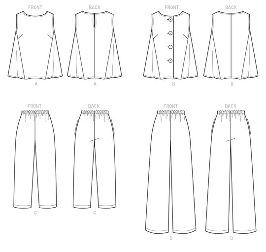 Vogue Schnittmuster V9258 Damen Ärmelloses Top und Hose